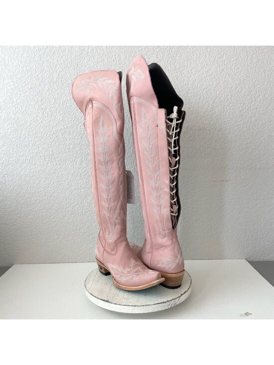 Lane boots Shoes - Lane LEXINGTON Over the Knee Womens Cowboy Boots 9 Blush Pink Western Cowgirl